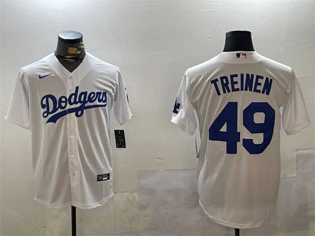 Mens Los Angeles Dodgers #49 Blake Treinen White Cool Base Stitched Jersey